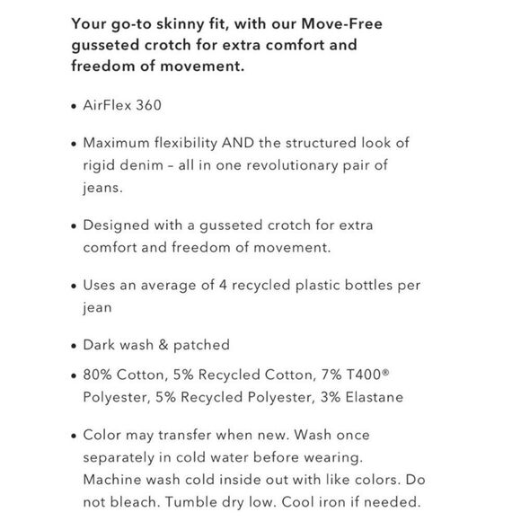 American Eagle Move Free Skinny Jeans Airflex 360 Men’s 30 Waist - Picture 9 of 13